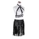 Women Short Fringe Belt Suit Black Polyester Belts Rivet Short Tassels Buckle Belt Suit