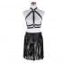 Women Short Fringe Belt Suit Black Polyester Belts Rivet Short Tassels Buckle Belt Suit