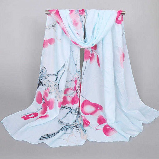 Women Silk Traditional Chinese Painting Scarf Fashion Outdoor Summer Flower Shawl