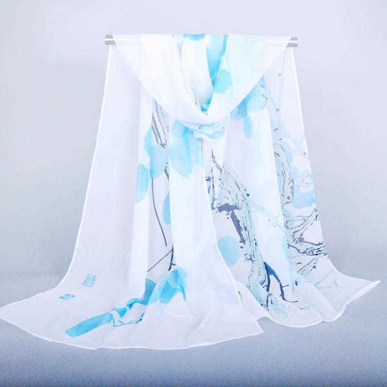 Women Silk Traditional Chinese Painting Scarf Fashion Outdoor Summer Flower Shawl