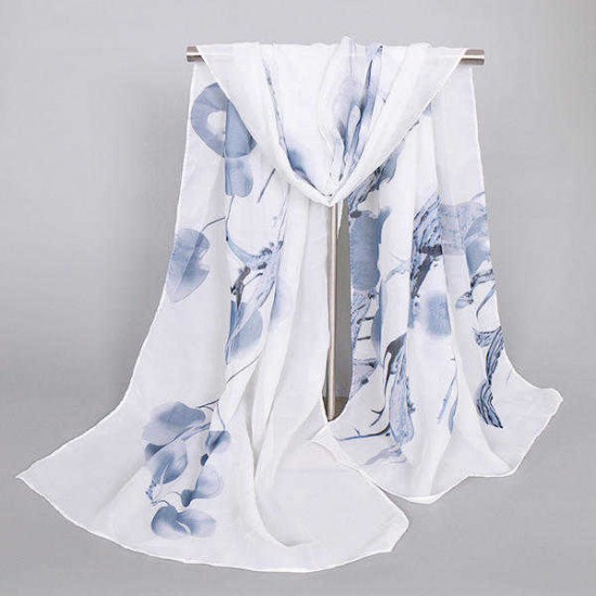 Women Silk Traditional Chinese Painting Scarf Fashion Outdoor Summer Flower Shawl