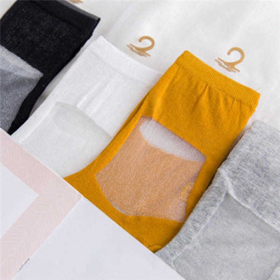 Women Small Squares Crystal Silk Socks Breathable Elastic Middle Tube Socks