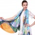 Women Soft Printing Satin Silk Scarves Outdoor Summer Sunscreen Beach Shawl Towel