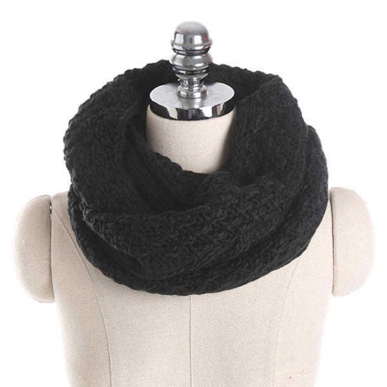 Women Solid Knitted Collar Scarves Warm Neck Scarves Neck Warmer Circle Scarf Windproof