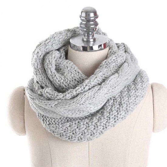 Women Solid Knitted Collar Scarves Warm Neck Scarves Neck Warmer Circle Scarf Windproof