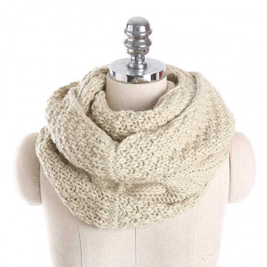 Women Solid Knitted Collar Scarves Warm Neck Scarves Neck Warmer Circle Scarf Windproof