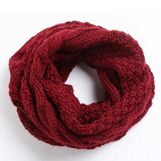 Women Solid Knitted Collar Scarves Warm Neck Scarves Neck Warmer Circle Scarf Windproof