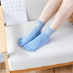 Women Spring Cotton Breathable Middle Tube Socks Deodorant Sweat Five Toe Socks