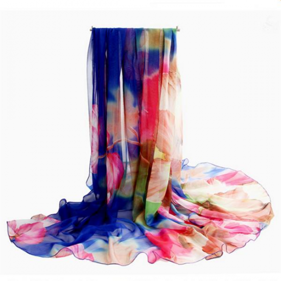 Women Spring Summer Oversized Printing Scarf Sunscreen Chiffon Scarves Shawls Beach Towel