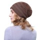 Women Stripe Cotton High Elastic Beanie Hat Casual Winter Thicken Warm Head Caps