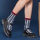 Women Students Cotton Plaid Middle Tube Socks