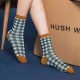 Women Students Cotton Plaid Middle Tube Socks