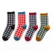 Women Students Cotton Plaid Middle Tube Socks