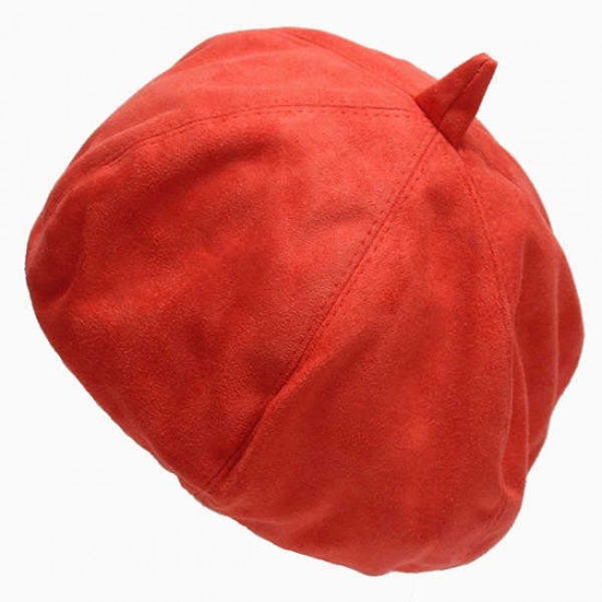 Women Suede Solid Pumpkin Cap Elegant Lady Girl Warm Beret Cap