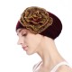 Women Summer African Velvet Flower Turban Hat Ethnic Style Double-Layer Beanie Cap