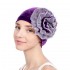 Women Summer African Velvet Flower Turban Hat Ethnic Style Double-Layer Beanie Cap