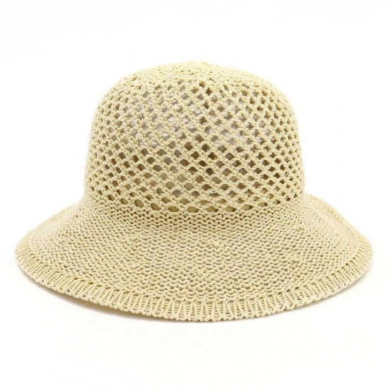 Women Summer Bamboo Breathable Bucket Hat Wide-Brimmed Visor Hat