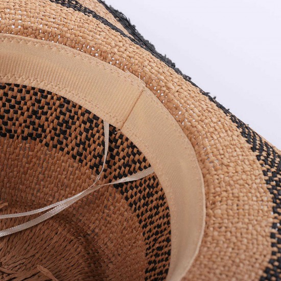 Women Summer Beach Outdoor Wide Brim Straw Hat Breathable Sunshade Visor Hat