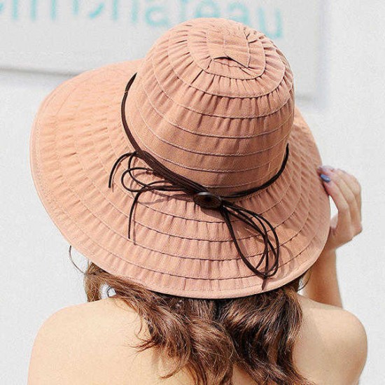 Women Summer Big Brim Sunscreen Bucket Hat Casual Foldable Visor Beach Hat