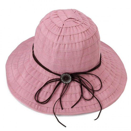 Women Summer Big Brim Sunscreen Bucket Hat Casual Foldable Visor Beach Hat