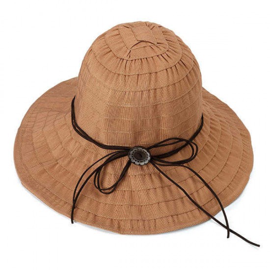 Women Summer Big Brim Sunscreen Bucket Hat Casual Foldable Visor Beach Hat