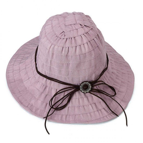 Women Summer Big Brim Sunscreen Bucket Hat Casual Foldable Visor Beach Hat