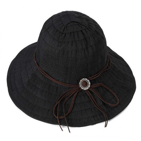 Women Summer Big Brim Sunscreen Bucket Hat Casual Foldable Visor Beach Hat