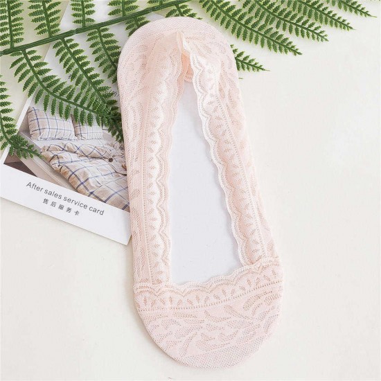 Women Summer Breathable Lace Silicone Sole Anti-slip Invisible Socks Thin Comfortable Boat Sock