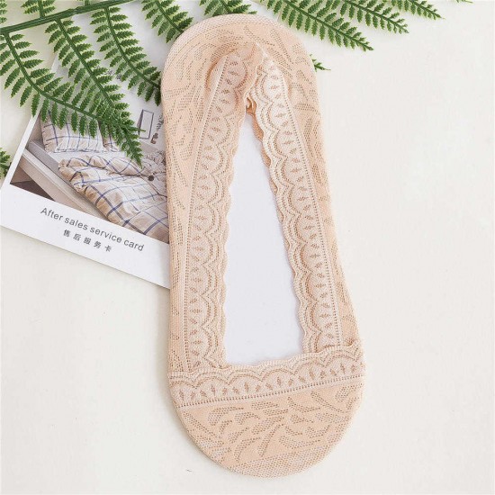 Women Summer Breathable Lace Silicone Sole Anti-slip Invisible Socks Thin Comfortable Boat Sock