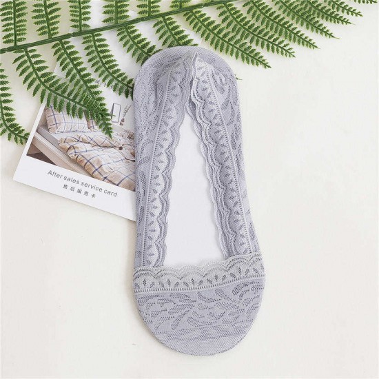 Women Summer Breathable Lace Silicone Sole Anti-slip Invisible Socks Thin Comfortable Boat Sock