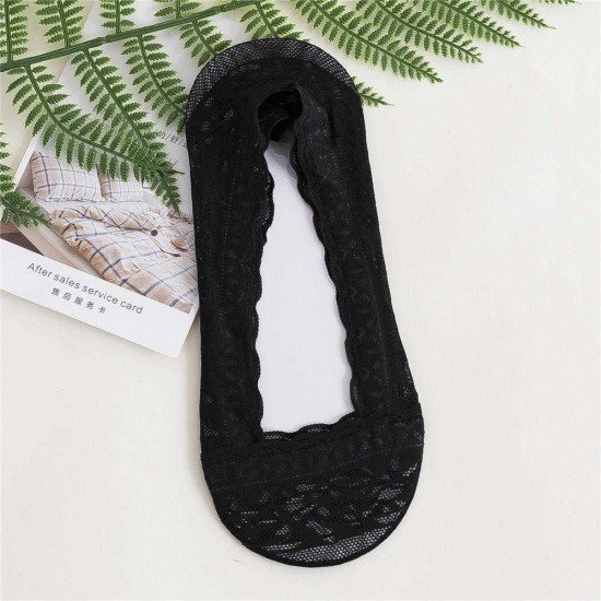 Women Summer Breathable Lace Silicone Sole Anti-slip Invisible Socks Thin Comfortable Boat Sock