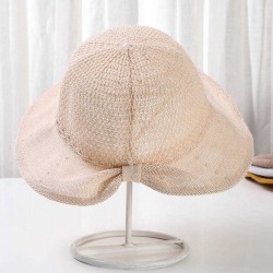 Women Summer Breathable Pleated Bow Bucket Hat Visor Cap Collapsible Fisherman Hat