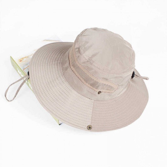 Women Summer Breathable Wide Brim Bucket Hat UV Mesh Fisherman Sun Caps Adjustable