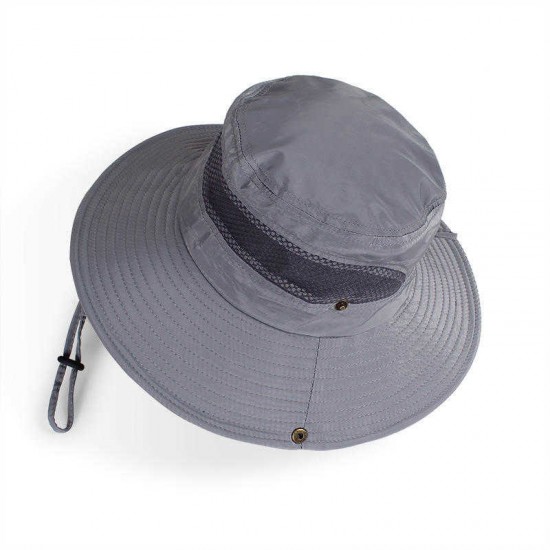 Women Summer Breathable Wide Brim Bucket Hat UV Mesh Fisherman Sun Caps Adjustable