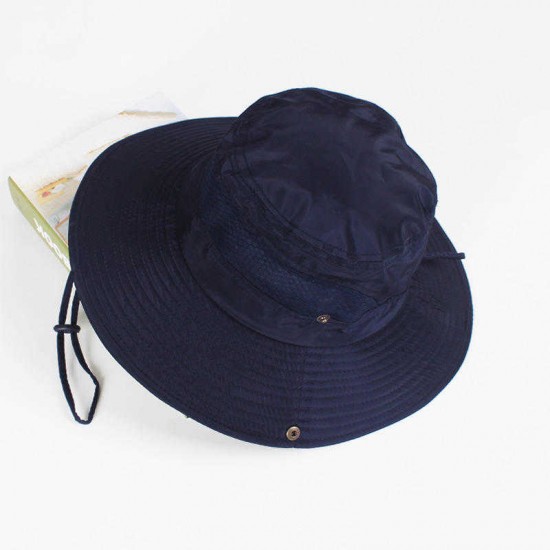 Women Summer Breathable Wide Brim Bucket Hat UV Mesh Fisherman Sun Caps Adjustable