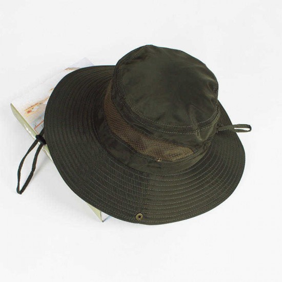 Women Summer Breathable Wide Brim Bucket Hat UV Mesh Fisherman Sun Caps Adjustable