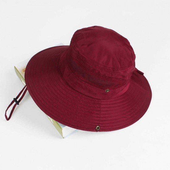 Women Summer Breathable Wide Brim Bucket Hat UV Mesh Fisherman Sun Caps Adjustable