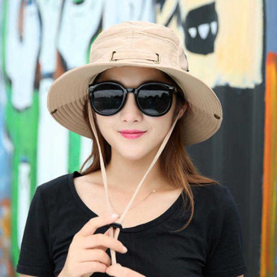 Women Summer Breathable Wide Brim Fisherman Hat Outdoor Gardening Sunscreen Visor Bucket Hats