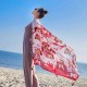 Women Summer Butterflies Print Beach Scarf Oversized Sunscreen Soft Cotton Shawls