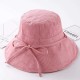 Women Summer Casual Cotton Bucket Hat Foldable Wide Brim Sunscreen Beach Cap