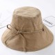 Women Summer Casual Cotton Bucket Hat Foldable Wide Brim Sunscreen Beach Cap