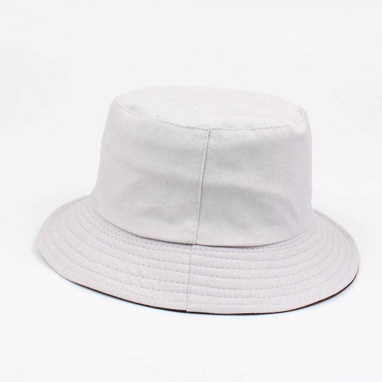 Women Summer Casual Solid Color Fisherman Hat Foldable Double-Sided Bucket Hat