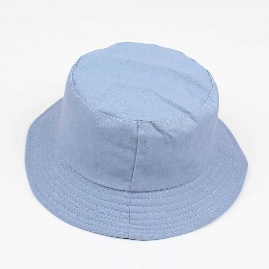 Women Summer Casual Solid Color Fisherman Hat Foldable Double-Sided Bucket Hat