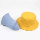 Women Summer Casual Solid Color Fisherman Hat Foldable Double-Sided Bucket Hat