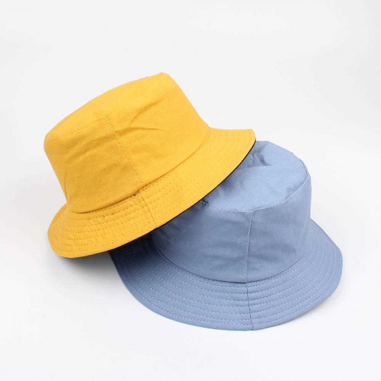 Women Summer Casual Solid Color Fisherman Hat Foldable Double-Sided Bucket Hat