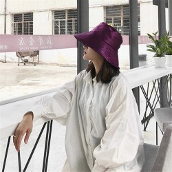 Women Summer Casual Solid Color Windbreaker Fisherman Hat Wide Brim Bucket Hat