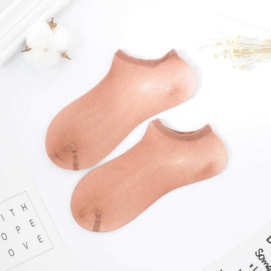 Women Summer Casual Thin Breathable Short Tube Sock Solid Color Shallow Socks