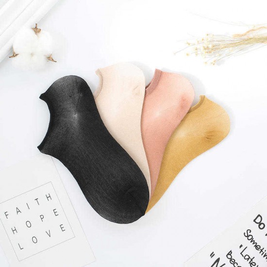 Women Summer Casual Thin Breathable Short Tube Sock Solid Color Shallow Socks