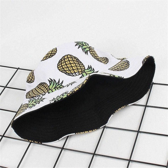 Women Summer Causal Banana Pineapple Fruit Printed Bucket Hat Sunshade Fisherman Caps