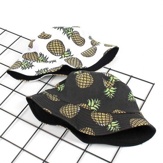 Women Summer Causal Banana Pineapple Fruit Printed Bucket Hat Sunshade Fisherman Caps